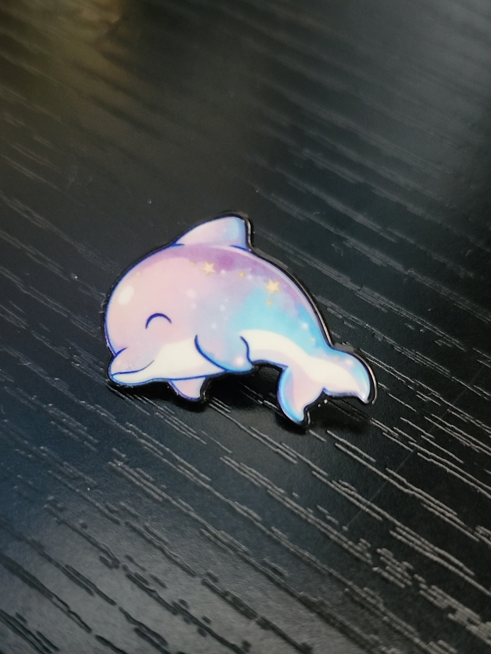 Cute Pastel Dolphin Enamel Pin - Pink Blue Galaxy Design